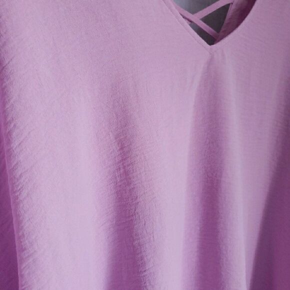 NWT Cato Women's Size 22/24W Pink Short Sleeve Blouse Top Criss Cross Back - Picture 5 of 12